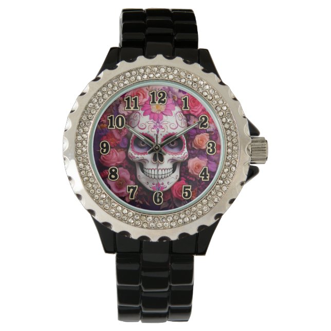 Girly Sugar Skull eWatch Watch Armbandsur (Framsida)