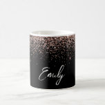 Girly Svart Rosa Guld - Rosa Glitter Kaffemugg<br><div class="desc">Girly Svart och Rosa Guld - Rosa Gnistrande Glitter Borstat Metall Monogram Namn och Initial Kaffe eller Mugg. Detta gör den perfekta söt 16 födelsedag,  bröllop,  bröllopsfest,  årsdag,  baby shower eller möhippa present till någon som älskar glamour lyx och chic stilar.</div>