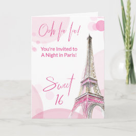 Girly Sweet 16 Rosa White Paris Birthday Inbjudan