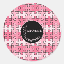 Girly Sweet Rosa Black Puzzles Runt Klistermärke
