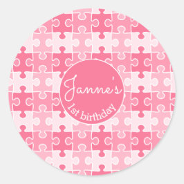 Girly Sweet Rosa Puzzles Runt Klistermärke