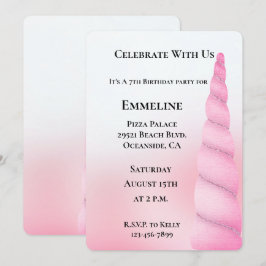 Girly Sweet Rosa White Unicorn Birthday Inbjudningar