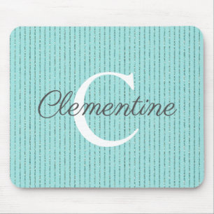 Girly Teal Blue Glitter Rand Monogram Musmatta