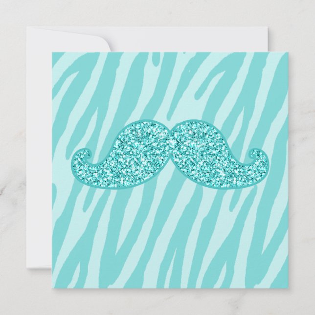GIRLY TEAL GLITTER MUSTACHE ZEBRA RÄNDER (Framsida)