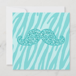 GIRLY TEAL GLITTER MUSTACHE ZEBRA RÄNDER