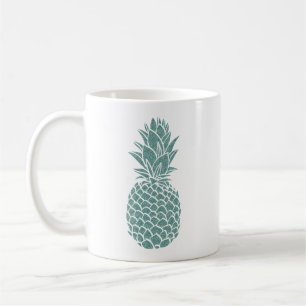 Girly Teal Glitter Pineapple Gnistra Kaffemugg
