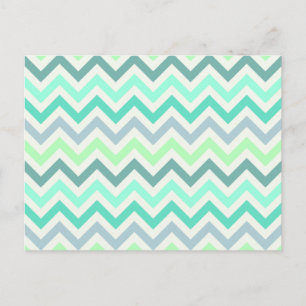 Girly Teal Mint Grönt Chevron Aztec Pastel Färger Vykort