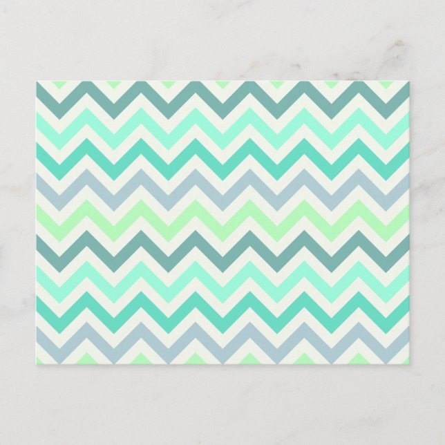 Girly Teal Mint Grönt Chevron Aztec Pastel Färger Vykort (Framsida)