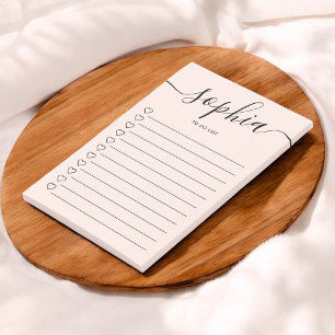Girly to Do List Monogram Calligraphy Rosa Post-it Block
