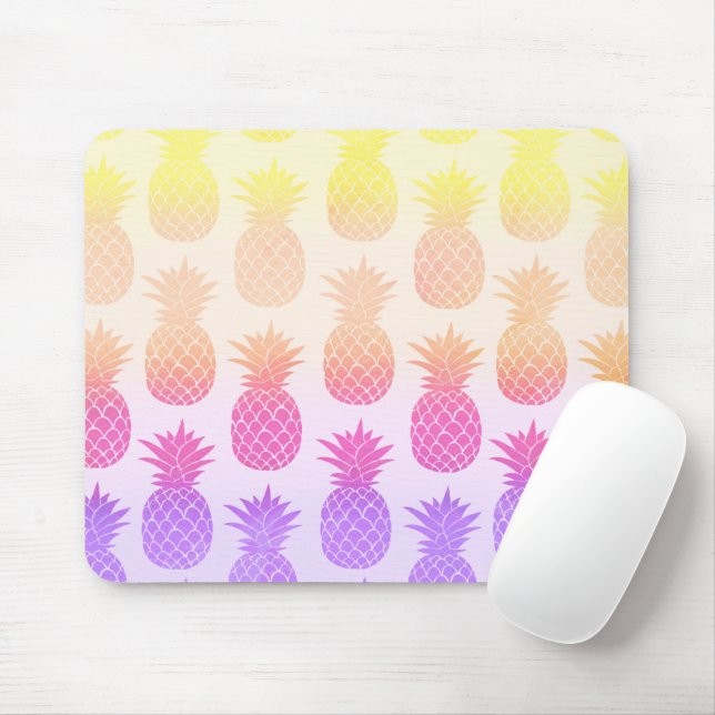 Girly Topical Rainbow Summer Pineapples Mönster Musmatta (Med mus)