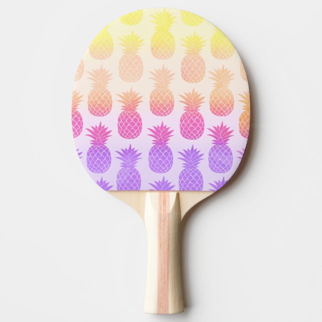 Girly Topical Rainbow Summer Pineapples Mönster Pingisracket (Framsidan)