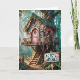 Girly Treehouse för mordotters födelsedag Kort
