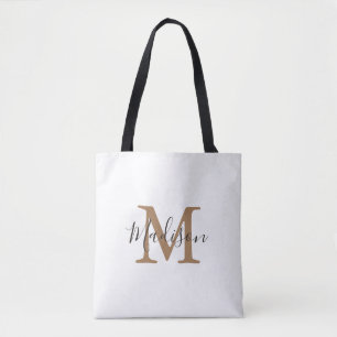 Girly Trendig Brown Guld Monogram Tygkasse
