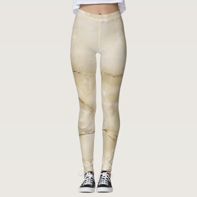 Girly Trendig Guld Marble Struktur Leggings (Framsida)