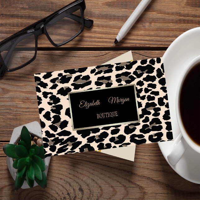 Girly Trendig Modern Elegant,Leopard Print, Ram Visitkort (Skapare uppladdad)
