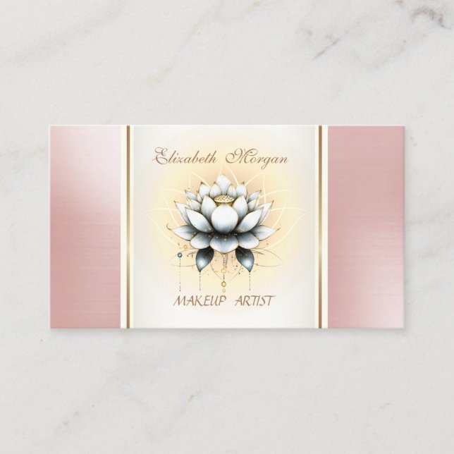 Girly Trendig Modern Elegant White Lotus Visitkort (Framsida)