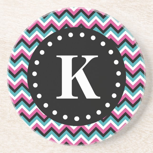 Girly Tribal Chevron Mönster Monogram Underlägg (Framsidan)