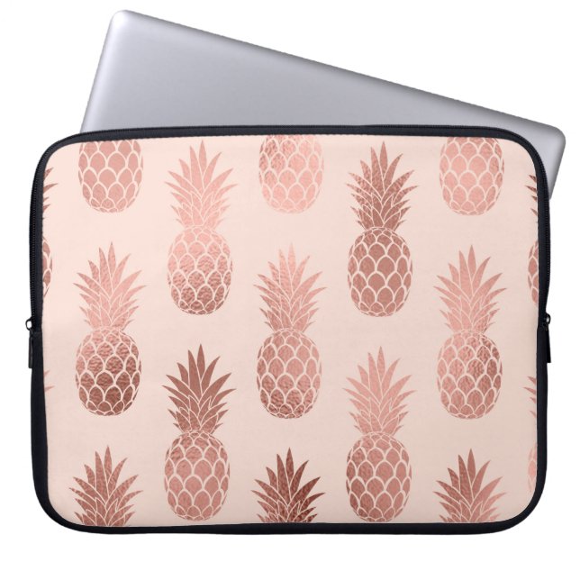 Girly Tropical Ro Guld, sommaranas Mönster Laptop Fodral (Framsidan)