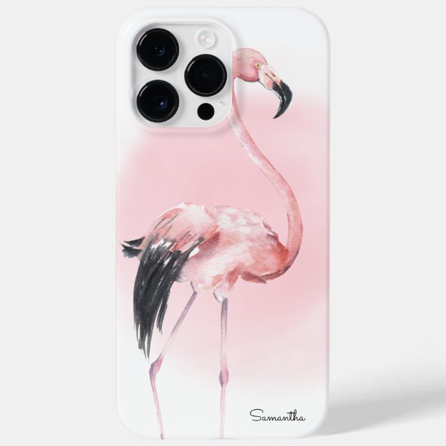 Girly Tropical Rosa Flamingo med Namn (Baksida)