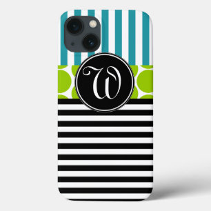 GIRLY TURQUOISE GRÖNT BLACK RAND MONOGRAM