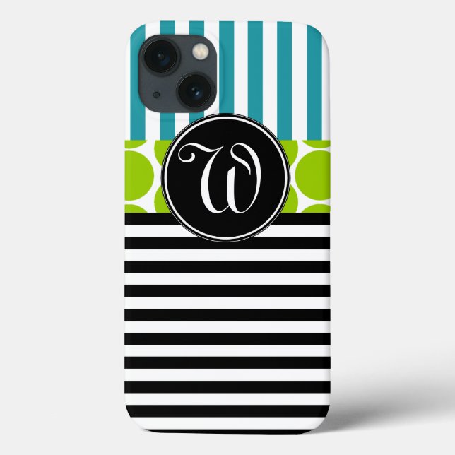 GIRLY TURQUOISE GRÖNT BLACK RAND MONOGRAM (Baksida)