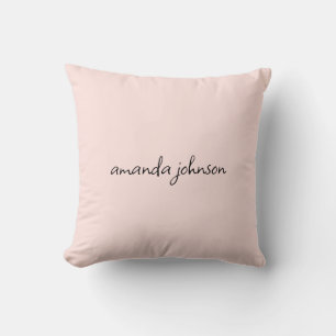 Girly Typography Ljus rosa Monogram Fullt Namn Kudde