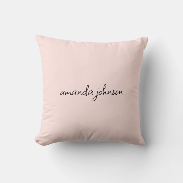 Girly Typography Ljus rosa Monogram Fullt Namn Kudde (Framsida)