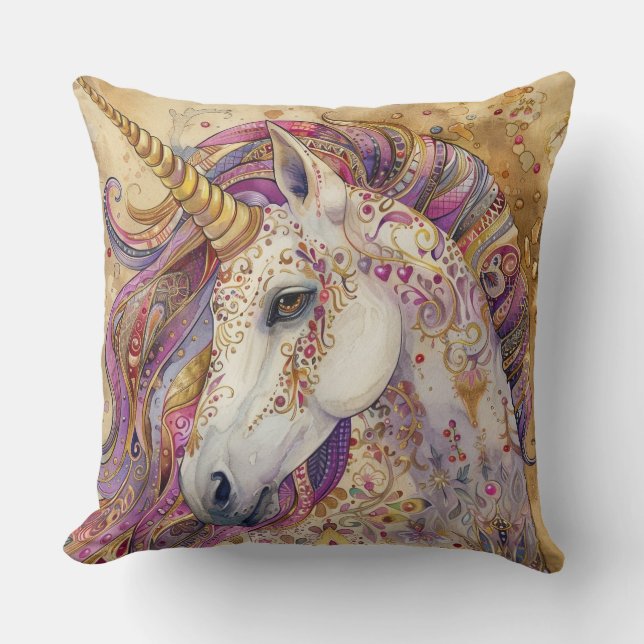 Girly Unicorn Dekorativ kudde (Framsida)