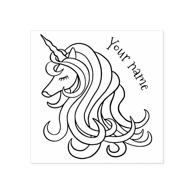 Girly Unicorn-design med ditt namn Stämpel (Tryck)