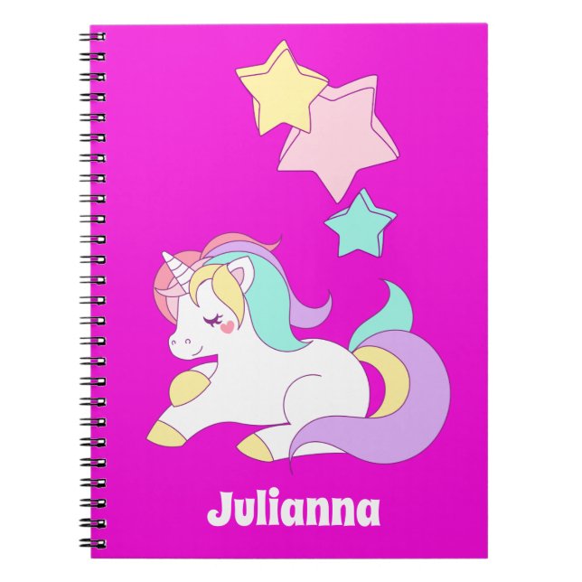 Girly Unicorn Gift Ideas, Cute Unicorn Anteckningsbok (Framsidan)