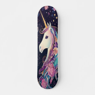 Girly Unicorn Rainbow Färg Blommigt Mini Skateboard Bräda 18,5 Cm