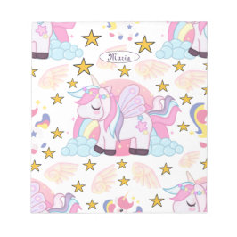 Girly Unicorn Rainbow Stars eget namn Anteckningsblock