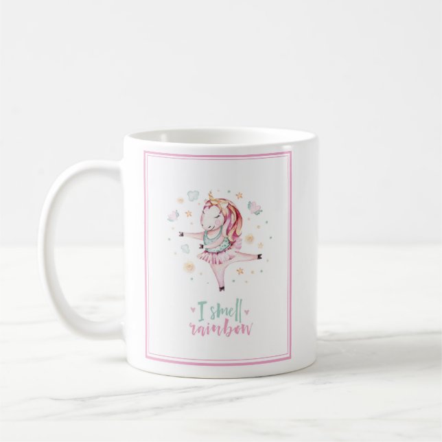 Girly Unicorn Rosa Ballerina | I Smell Rainbows Kaffemugg (Vänster)