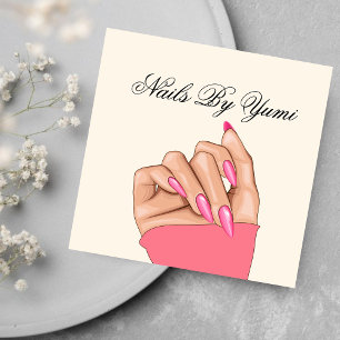 Girly Unique Rosa Nagel Manicurist Beauty Fyrkantigt Visitkort