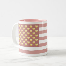 Girly US Flagga Rosa Patriotic Två-Tonad Mugg