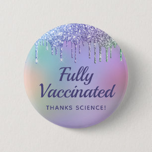 Girly Vaccinerad Rainbow Glitter Knapp