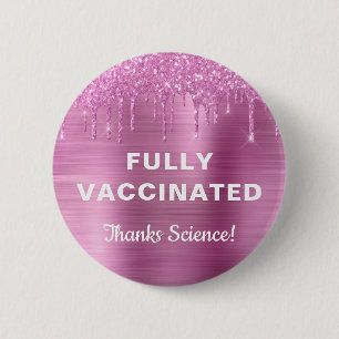 Girly Vaccinerad Rosa Glitter Knapp