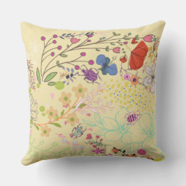 Girly Vår Blommigt Creme Kudde