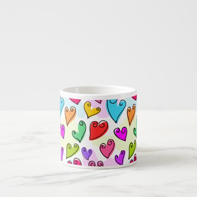 Girly Vibrant Hearts Cute Romantic Valentines day Espressomugg (Framsidan)