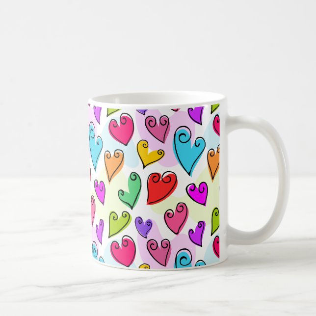 Girly Vibrant Hearts Cute Romantic Valentines day Kaffemugg (Höger)