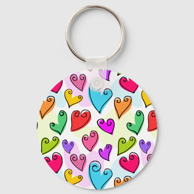 Girly Vibrant Hearts Cute Romantic Valentines day Nyckelring (Framsida)