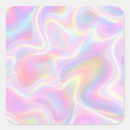 Girly Vibrant Pastel Holographic Swirl Design      Fyrkantigt Klistermärke