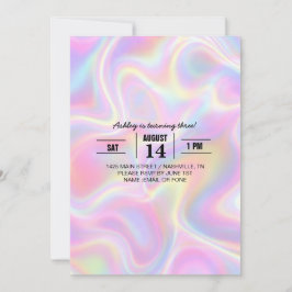 Girly Vibrant Pastel Holographic Swirl Design      Inbjudningar