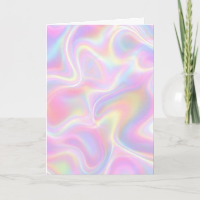 Girly Vibrant Pastel Holographic Swirl Design      Kort (Framsida)