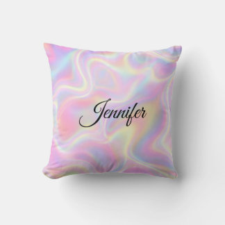 Girly Vibrant Pastel Holographic Swirl Design Kudde