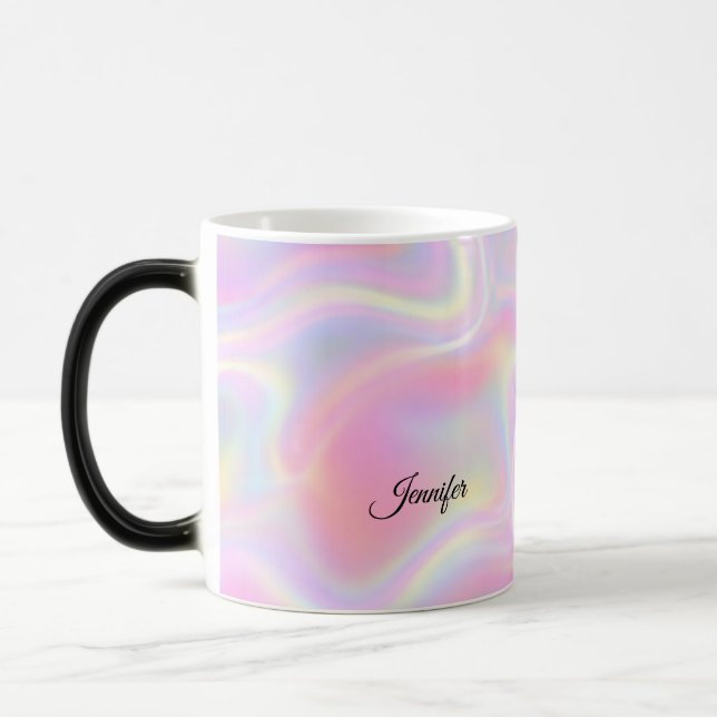 Girly Vibrant Pastel Holographic Swirl Design      Magisk Mugg (Vänster)