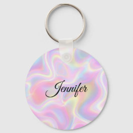 Girly Vibrant Pastel Holographic Swirl Design      Nyckelring