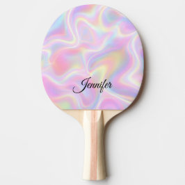 Girly Vibrant Pastel Holographic Swirl Design      Pingisracket