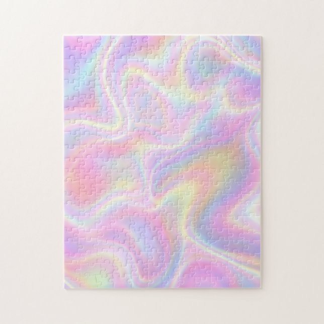 Girly Vibrant Pastel Holographic Swirl Design      Pussel (Vertikal)
