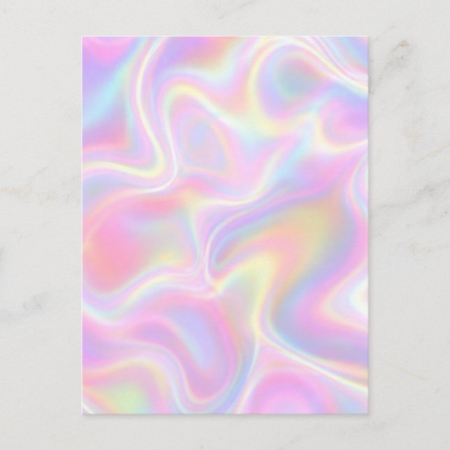 Girly Vibrant Pastel Holographic Swirl Design      Vykort (Framsida)